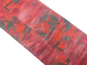 アンティーク　変わり市松に枝花模様織り出し袋帯（材料）